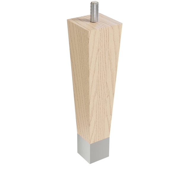Designs Of Distinction 6" Square Tapered Leg with bolt and 1" Brushed Aluminum Ferrule - Ash 01241006ASBA6 - main